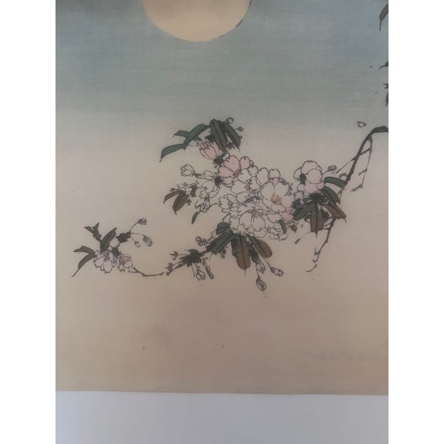 19th Century Antique Japanese Blossoms in Moonlight Ink Woodblock Print by Kason For Sale In Denver - Image 6 of 12