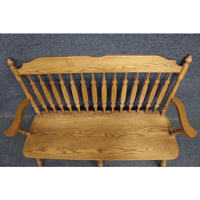 Solid Oak Spindle Back Bench For Sale - Image 11 of 12