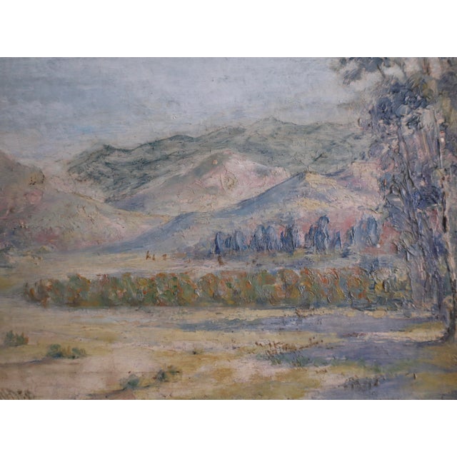Paint Vintage Oil Landscape Painting For Sale - Image 7 of 9