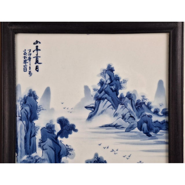 A Pair of Chinese Porcelain Landscape Plaques For Sale - Image 4 of 6