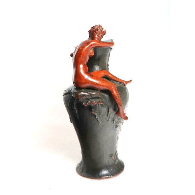 Early 20th Century Art Nouveau Exquisite Bronze Sculpture of Nude on Ewer For Sale - Image 17 of 18