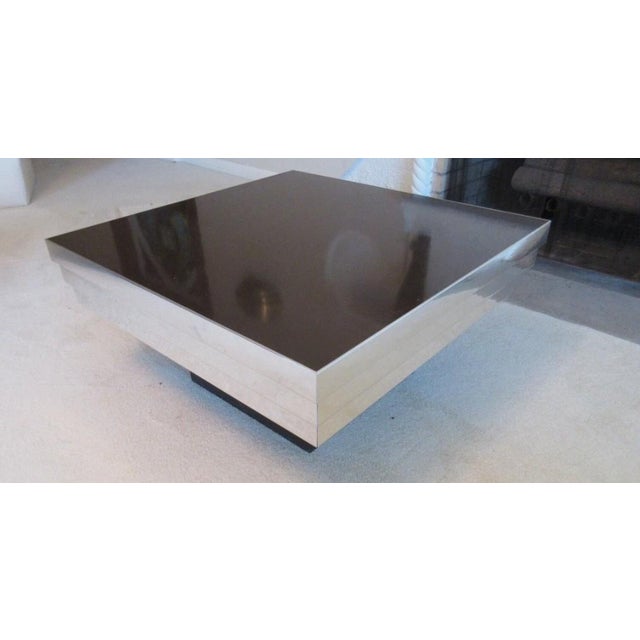 Brown Pierre Cardin Graduated End Table 1970s Graduated Postmodern Metal Laminate For Sale - Image 8 of 12