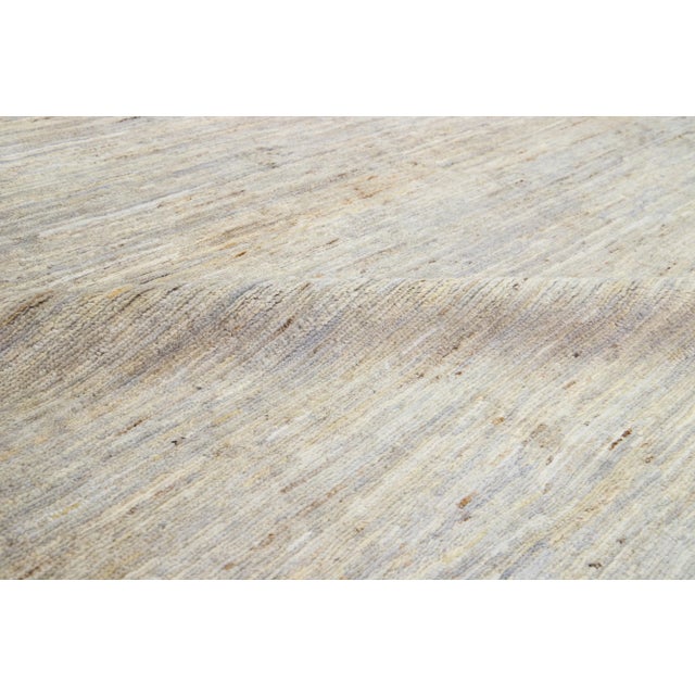 Gray Modern Gabbeh Style Room Size Wool Rug in Beige & Gray Colors For Sale - Image 8 of 9