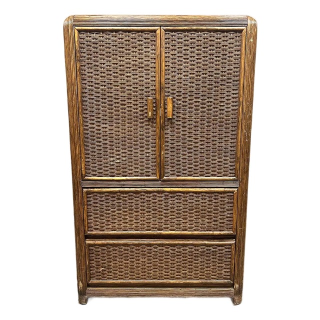 Vintage Rattan Bamboo Cabinet, 1970s For Sale