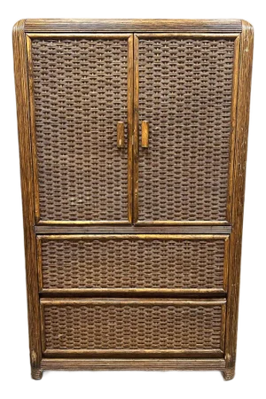 Vintage Rattan Bamboo Cabinet, 1970s