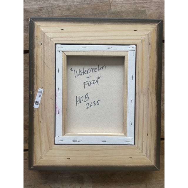 Textile Framed Abstract Equestrian Painting in Pink Medium: Oil on Canvas 8x10” For Sale - Image 7 of 7