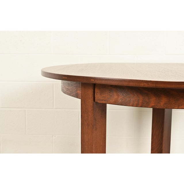 L. & J. G. Stickley Antique Mission Oak Arts & Crafts Extension Dining Table, Newly Refinished For Sale In South Bend - Image 6 of 13