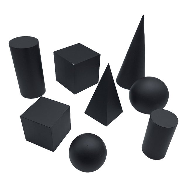 Wooden Geometric-Shape Ornaments in Black Lacquer from Molteni, 1990s, Set of 8 For Sale