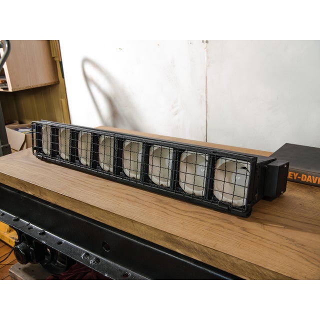 Mid-Century Black with Wire Grille Theatre Batten Light from Siemens, Germany, 1960s For Sale - Image 14 of 15
