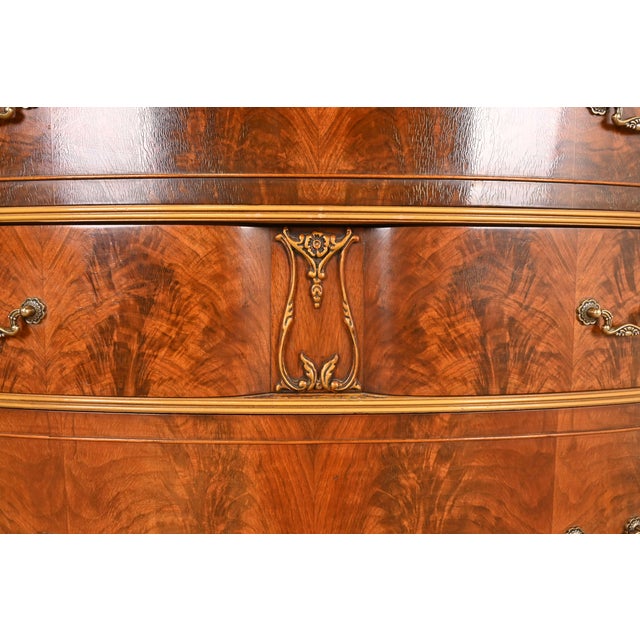 Brown Romweber Style French Provincial Louis XV Flame Mahogany and Parcel Painted Dresser, Circa 1920s For Sale - Image 8 of 12
