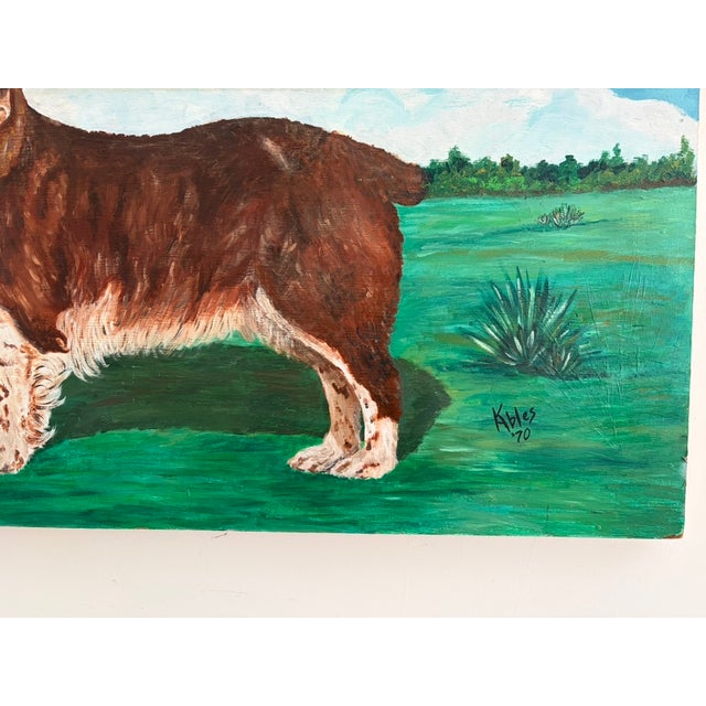 1970s Large Vintage Folk Art Dog Portrait – Oil on Panel, Signed K. Hines 1970 For Sale - Image 5 of 17