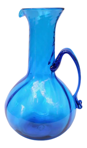 Large Blenko Turquoise Blown Glass Pitcher