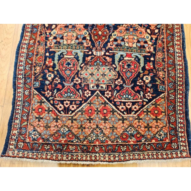 Textile Vintage Isfahan Rug, Hand-Knotted Wool, Pictorial Vase Pattern, Navy & Red, 2x3 For Sale - Image 7 of 11