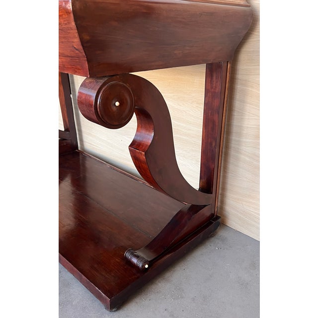 Early Biedermeier Period Walnut Console Table With Drawer, Austria, Circa 1830 For Sale - Image 9 of 11