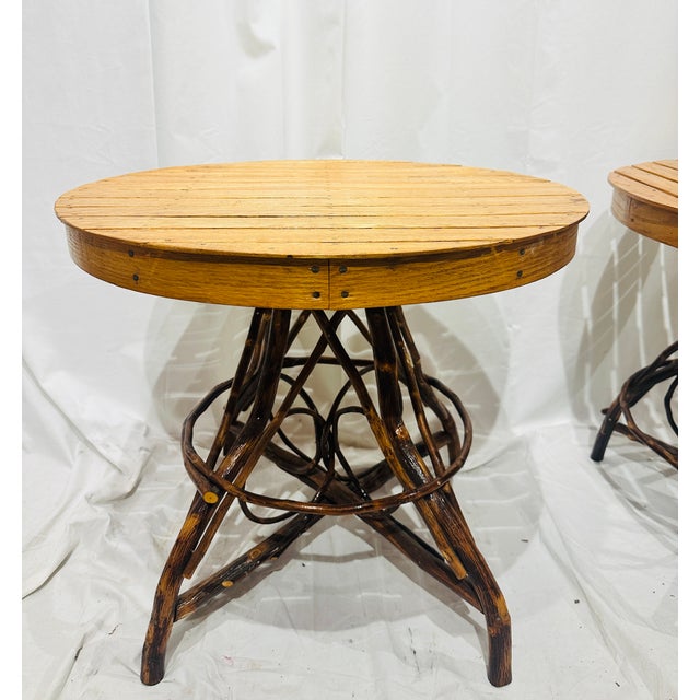 Contemporary Late 20th Century Pair of Adirondack Twig Side Tables With Rustic Bentwood Bases For Sale - Image 3 of 7