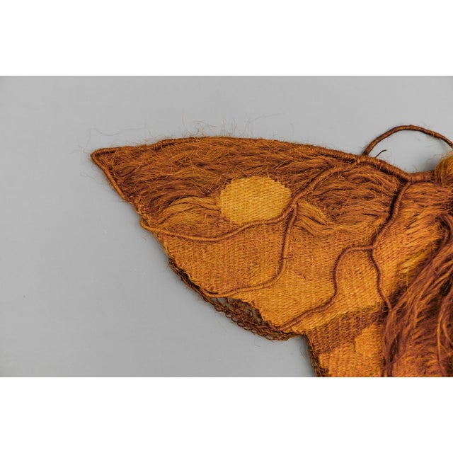 1960s Scandinavian Handmade Artist Butterfly Mural Rug in Jute, 1960s For Sale - Image 5 of 9
