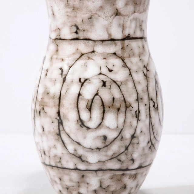 Ceramic Mid-Century Modernist White and Earth Toned Ceramic Vase With Coiled Motif For Sale - Image 7 of 13