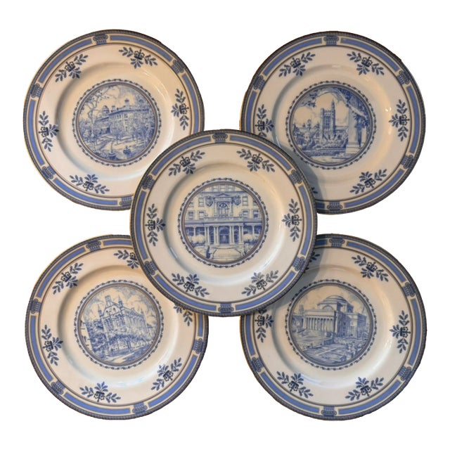 Lenox Columbia University Bone China Dinner Plates – Circa 1932- Set of 5 For Sale