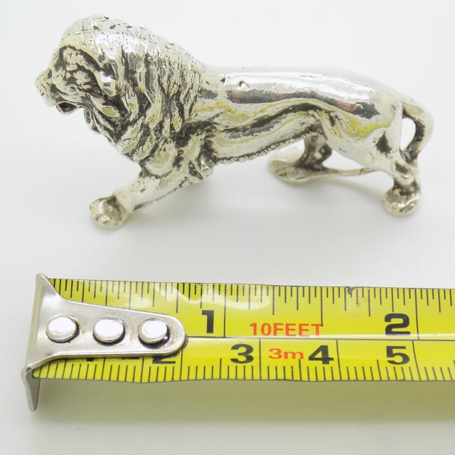Vintage Italian Handmade Genuine Silver Lion Large Detailed Solid Figurine Sculpture For Sale - Image 9 of 9