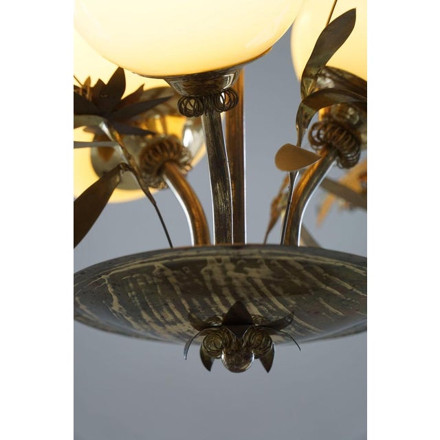 Mid-Century Glass & Brass Chandelier Model 501-3 attributed to Stockmann, Finland, 1940s For Sale - Image 13 of 18