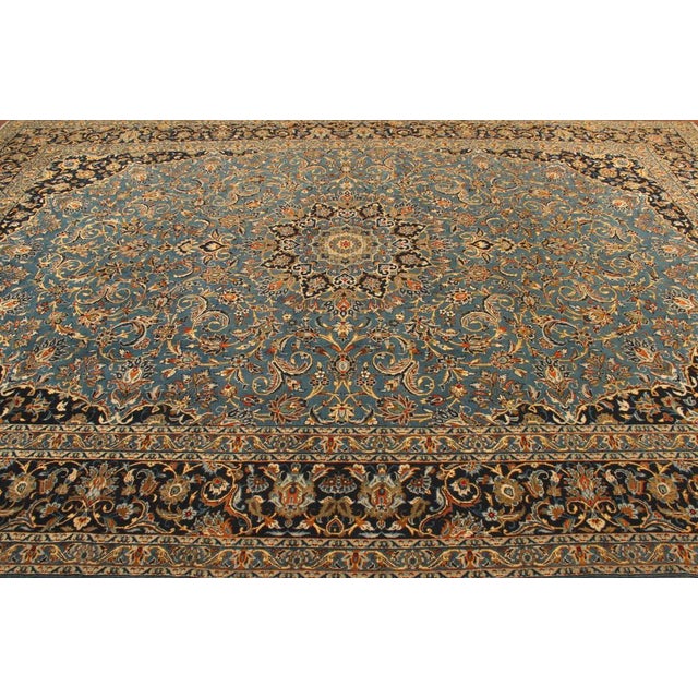 Blue Hand-Knotted Middle Eastern Wool Rug For Sale - Image 8 of 11