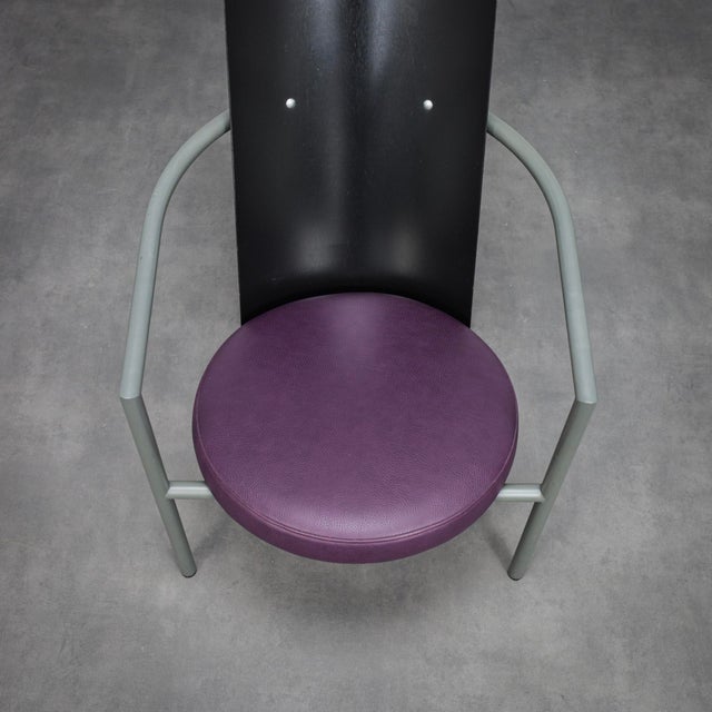 Black Vintage Lounge Chairs with Side Table, 1980s, Set of 3 For Sale - Image 8 of 12
