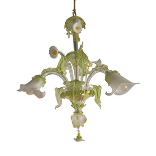 Floral Green Leaves and Milky Calle Chandelier from Simoeng For Sale