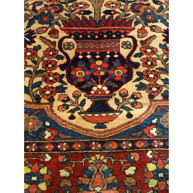 Persian Antique Persian Bakhtiari Bibibaft Rug, Hand-Knotted Wool, The Tree of Life Pattern, Tan & Red, 5x7 For Sale - Image 3 of 18