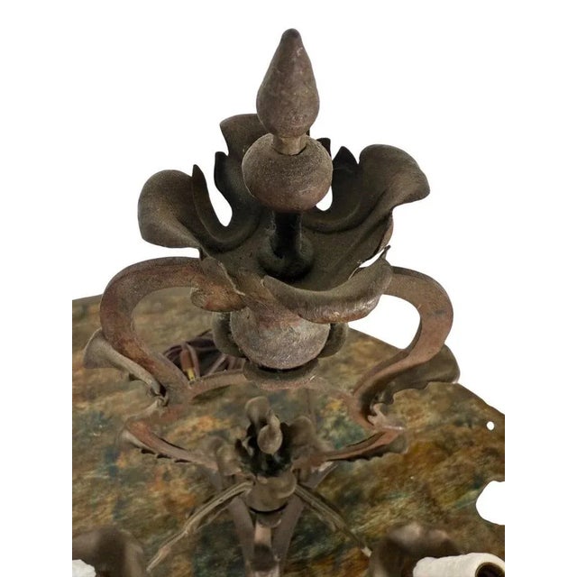 19th Century Pair of Hand-Forged Wrought Iron Lamps, Spanish Revival Style, Spain For Sale - Image 5 of 8