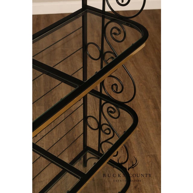 Morecraft French Country Style Wrought Iron And Glass Étagère For Sale - Image 16 of 18