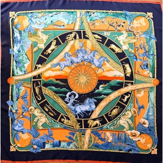 HERMÈS RYTHMES du MONDE Silk Scarf designed by Bourhoumieux Laurence 1999 For Sale