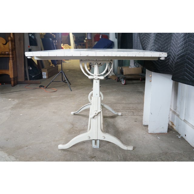 Antique Cast Iron Rack-and-Pinion Mechanical Work Desk Architects Drafting Table For Sale - Image 15 of 18