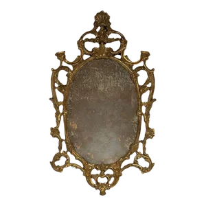 Italian Rococo Giltwood Wall or Console Mirror, Distressed
