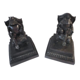 1990s Maitland-Smith Frog Prince & Princess Bronze Bookends- Set of 2 For Sale