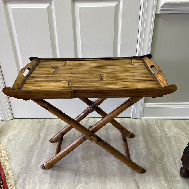 Vintage Folding Bamboo Tray Table Chairish