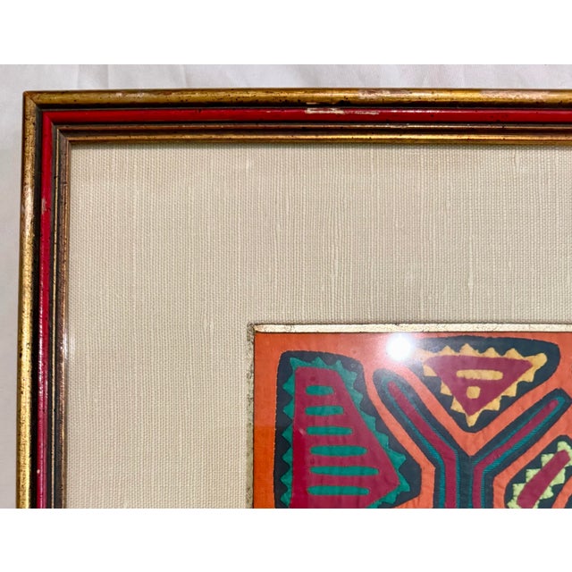 Here is a beautiful vintage hand-stitched mola textile created in the traditional Guna (Kuna) style of Panama. The...