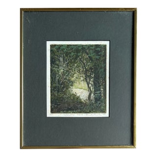 Original Hand Colored Framed Etching of Woodlands ~ Artists Proof For Sale