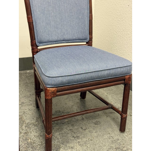 Orlando Diaz-Azcuy for McGuire Furniture Target Back Upholstered Chairs, Set of Four For Sale - Image 10 of 12