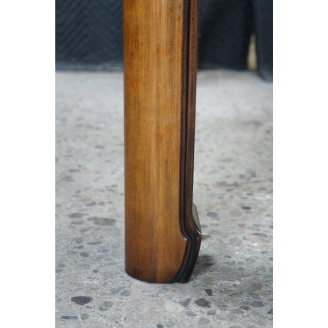 Mid 20th Century Mid Century Chinoiserie Matchbook Walnut Brass & Glass Extendable Dining Table For Sale - Image 5 of 15