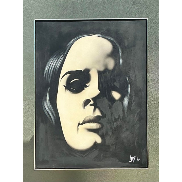 Vintage Monumental Original Oil Portrait on Canvas For Sale - Image 4 of 12