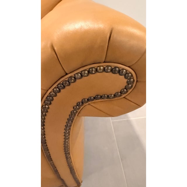 Late 20th Century Hancock & Moore Caramel Leather Sofa With Nailhead Trim – Rolled Arm, Usa, 90” For Sale - Image 10 of 14