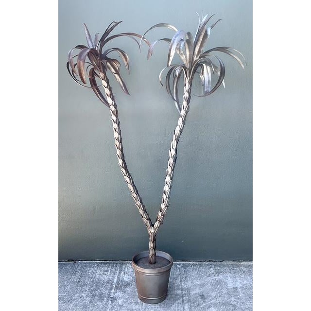 This magnificent vintage Italian tole palm tree is a sculptural masterpiece, perfectly capturing the whimsical yet...