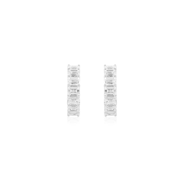 Art Deco VRJewels 18k White Gold 3.11 Carat Natural Diamond Baguette Earrings- A Pair For Sale - Image 3 of 13