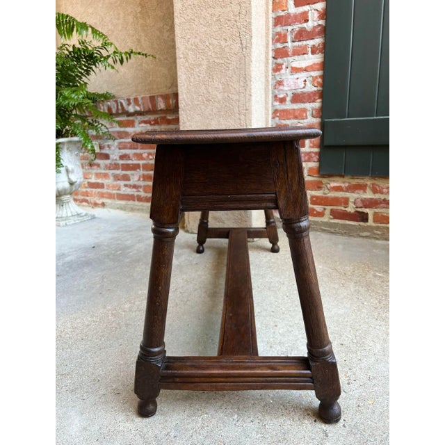 Antique English Oak Bench Stool Farmhouse Table Trestle Jacobean Circa 1890 For Sale - Image 9 of 12