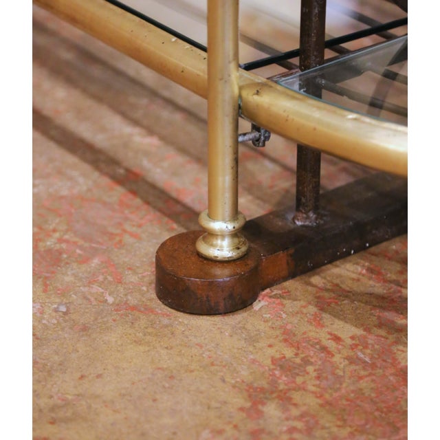 Metal Early 20th C. French Wrought Iron and Brass Baker’s Rack With Glass Shelves For Sale - Image 7 of 13
