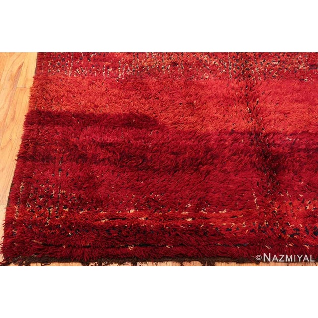 Textile Nazmiyal Collection Abstract Vintage Red Moroccan Rug For Sale - Image 7 of 7