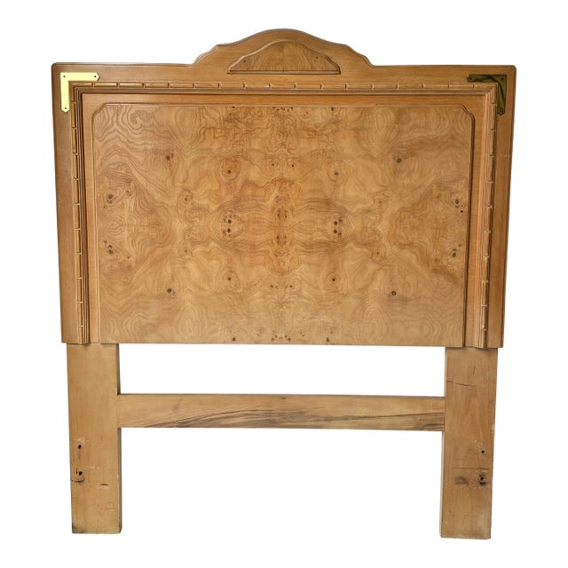 Bernhardt Mid-Century Burlwood Campaign Twin Size Headboard For Sale
