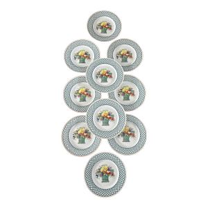 Vintage Floral Fruit Basket Lattice Dinner Plates by Villeroy & Boch - A Set of 10 Plates