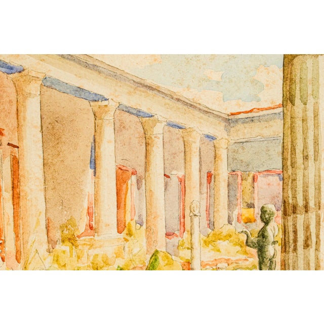 19th Century Wonderful Antique Grand Tour Watercolor Painting of Casa Dei Vettii Pompeii Italy Framed Neoclassical Home Decor For Sale - Image 5 of 13