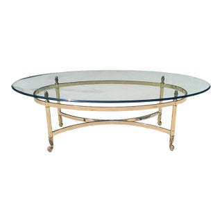 Vintage Labarge Regency Brass and Glass Cocktail Table For Sale